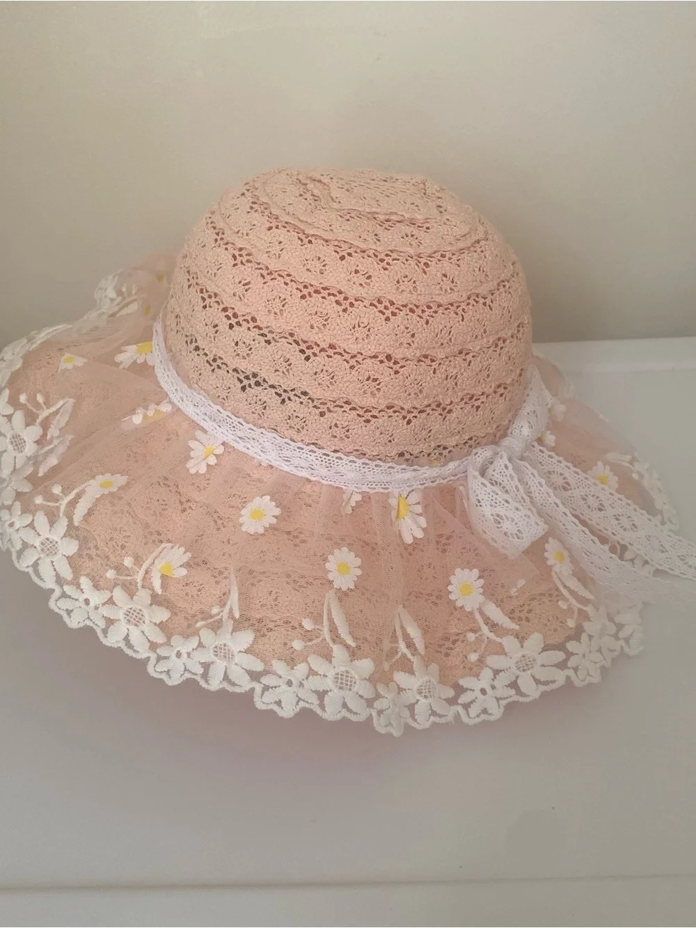 New Pink Lace Daisy Sun Hat for Kids size 52